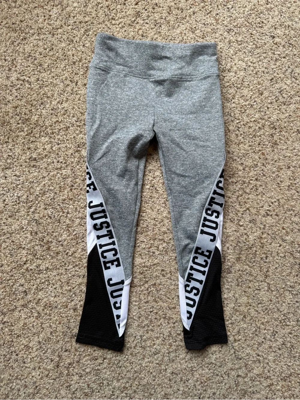Justice Gray and Black Girls' Logo Leggings